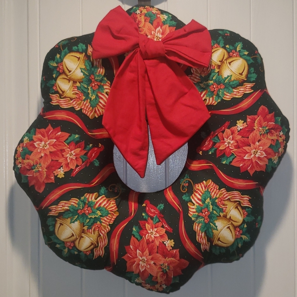 Vintage Hand-sewn Quilted Christmas Wreath